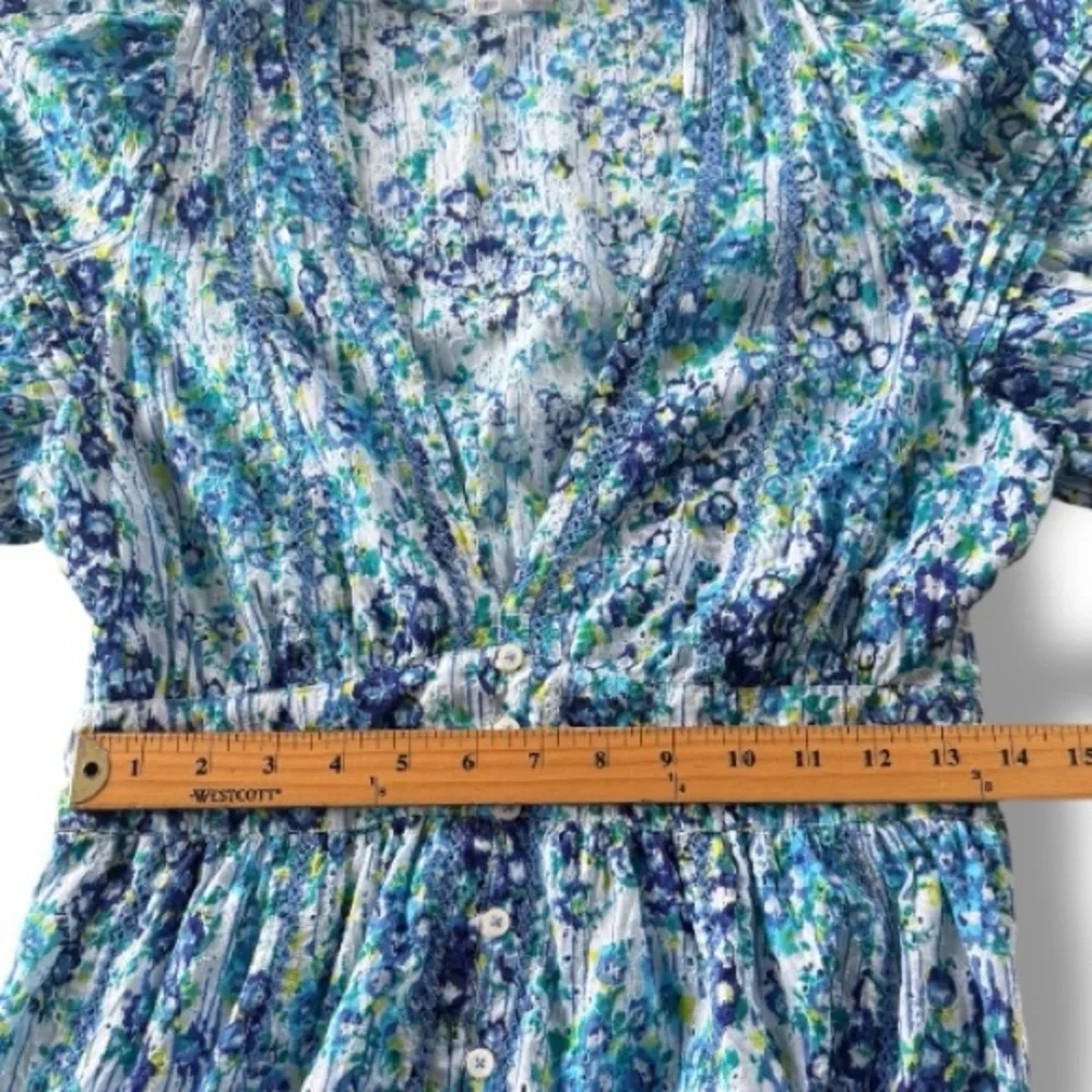 Poupette St Barth Reine Midi Dress in Blue Aquarelle Size Medium